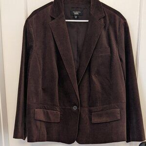 Talbots Woman Petites Brown Faux Suede Blazer Jacket Sz 22P NWOT